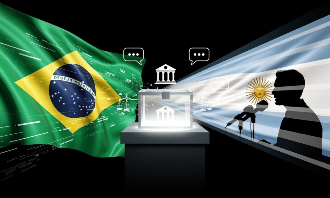 Brasil denuncia que Javier Milei busca influir en las elecciones con declaraciones falsas — imagen ilustrativa generada con FLUX