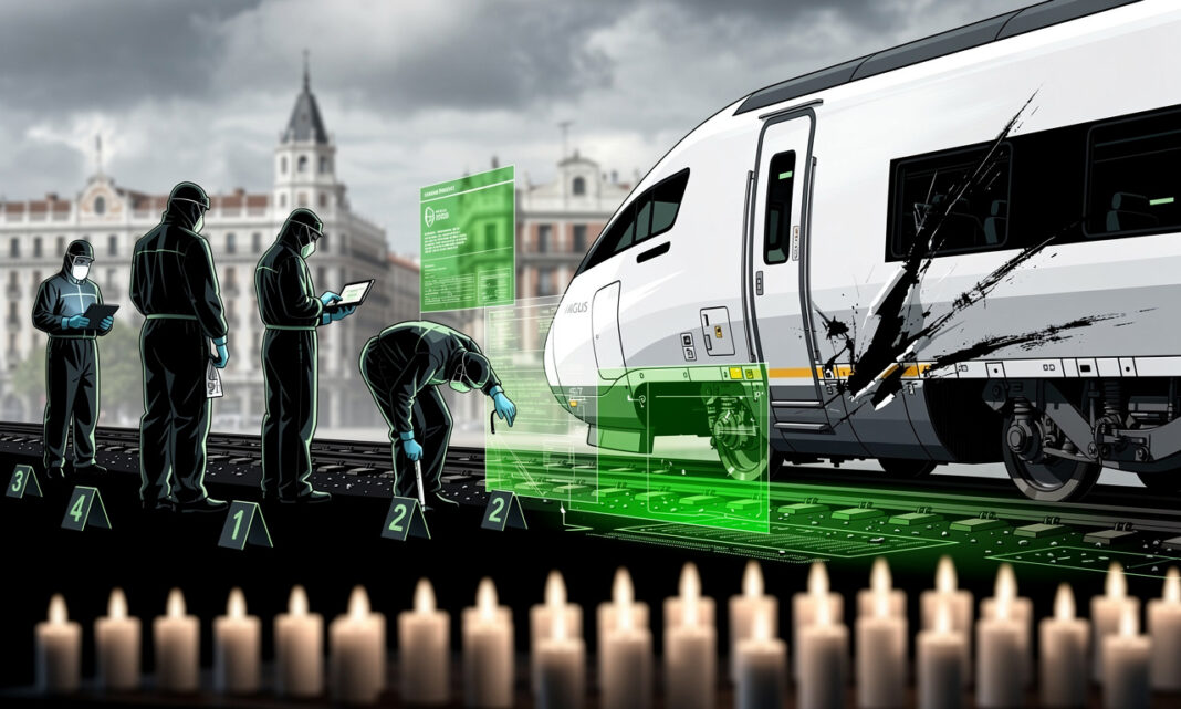 Identificados 13 de los 69 fallecidos en el accidente ferroviario de España — imagen ilustrativa generada con FLUX