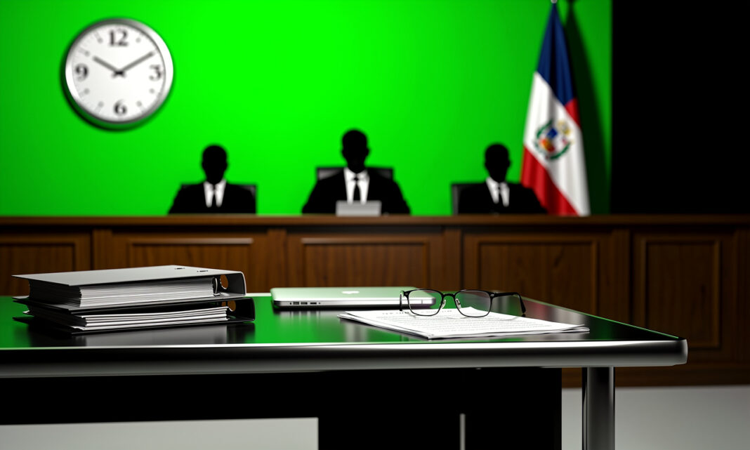 Recesan hasta las 2:30 de la tarde audiencia del juicio contra Jean Alain Rodríguez — imagen ilustrativa generada con FLUX