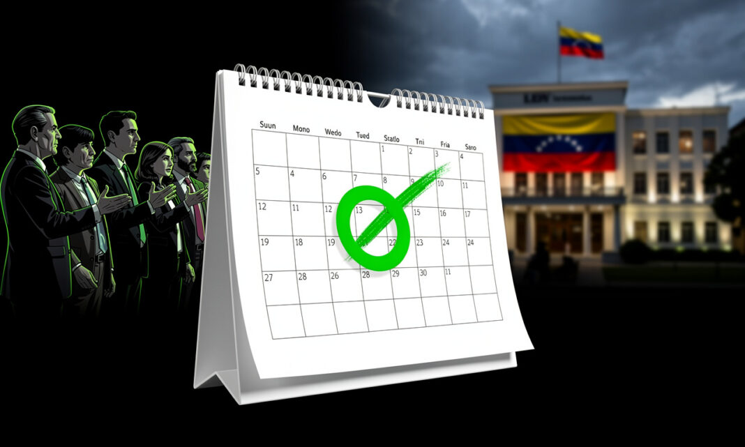 Una coalición opositora exige fecha «precisa y próxima» de presidenciales en Venezuela — imagen ilustrativa generada con FLUX
